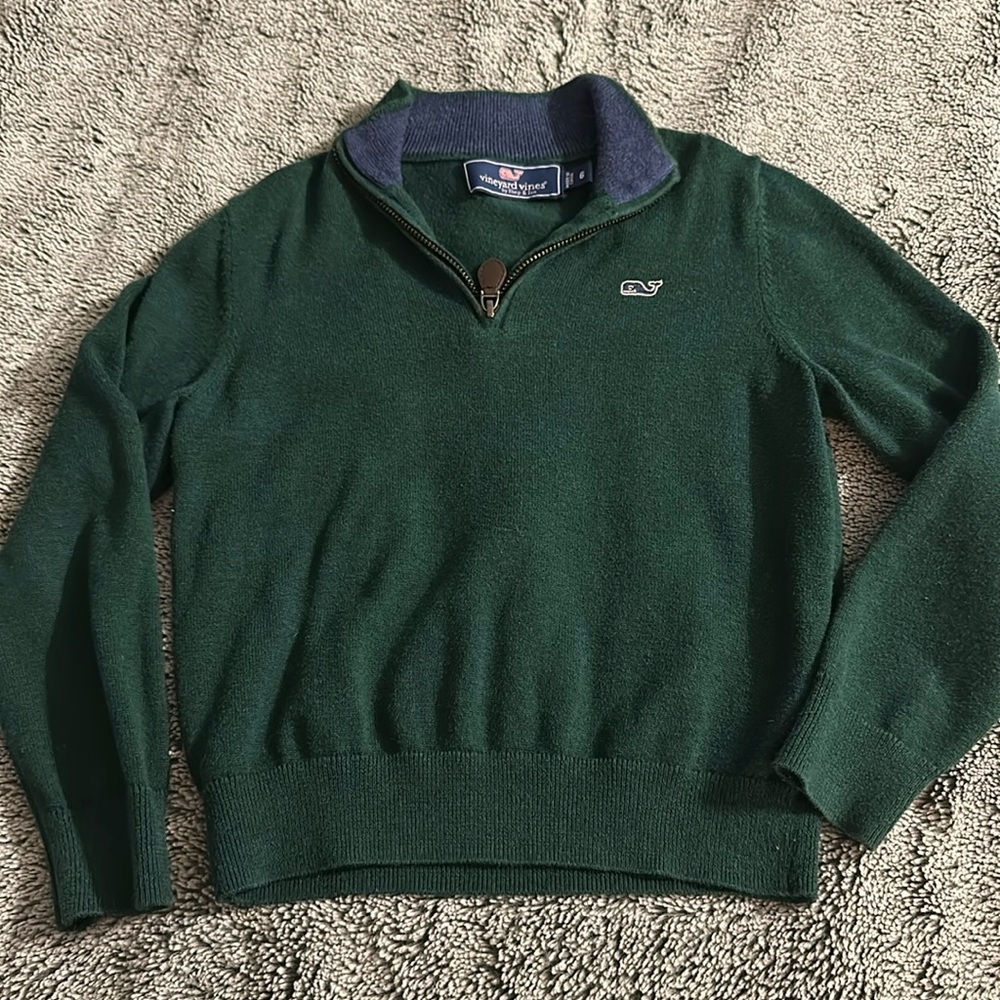 Boys' Classic 1/4 Zip Sweater size 6 Dark Green